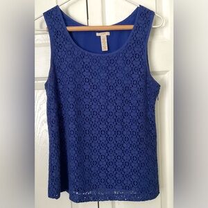 J.Crew Leslie Lace Shell Purple Blue Size 6